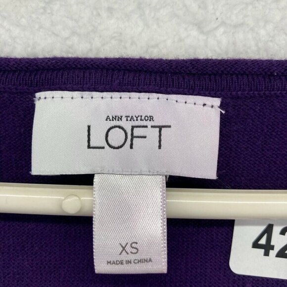 Ann Taylor LOFT Womens Pullover Sweater Size XS Purple Long Sleeve Elastic Waist - Picture 4 of 8